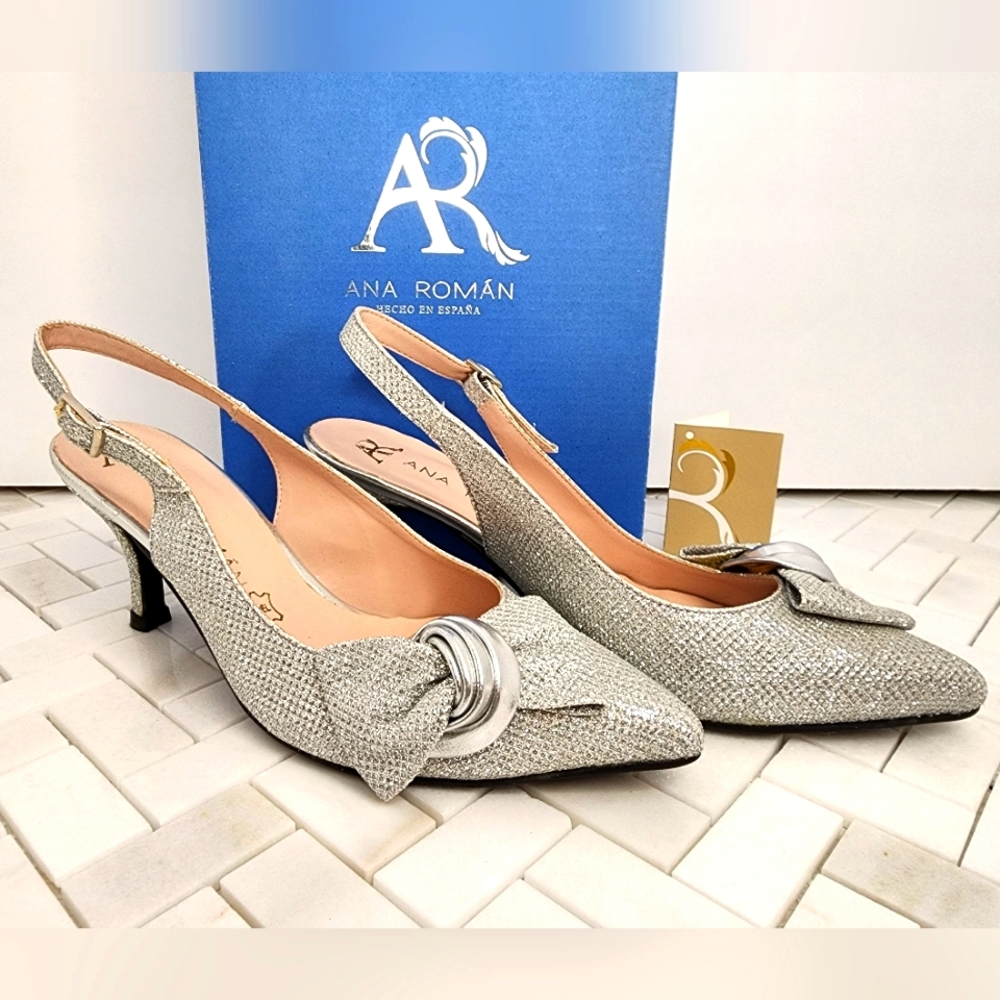 Brand New ANA ROMAN Silver Glittery Shoes
